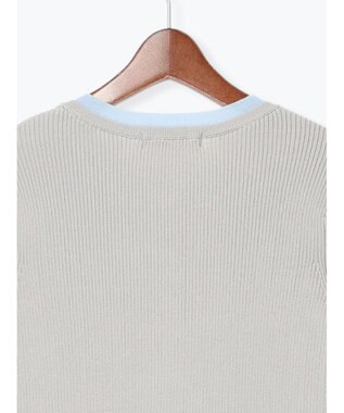 Te chichi 【UVカット】ヘンリーネック5分袖配色リブニット グレー