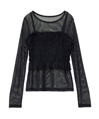 Green Parks ＳＥＴ２点　シャーリングビスチェ＋メッシュインナー Black