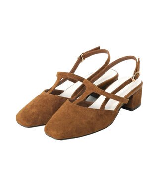 AMERICAN HOLIC Tストラップスクエアパンプス Brown