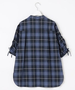 J.PRESS LADIES L 【洗える】モデレートマドラス ギャザースリーブ ブラウス ネイビー系3