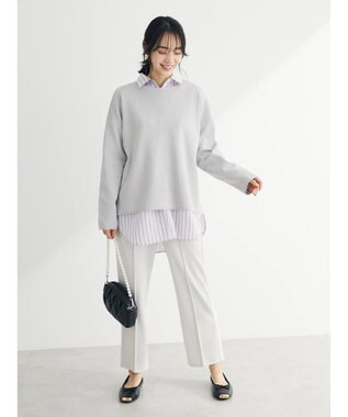 Green Parks 洗える　ボートネックニットプルオーバー Light Gray