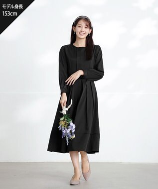 Tiaclasse 【セレモニー・XSサイズ(5号)追加・新色追加・洗える】キーネックフレアワンピース ブラック