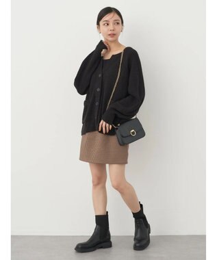 earth music&ecology ブークレーキーネックカーディガン Black