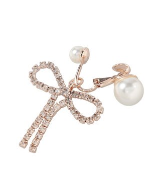 Maison de FLEUR ダイヤレーンリボンイヤリング Pink Gold