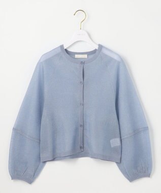 ANY SIS 【洗える】シアーランタンスリーブ カーディガン ブルー
