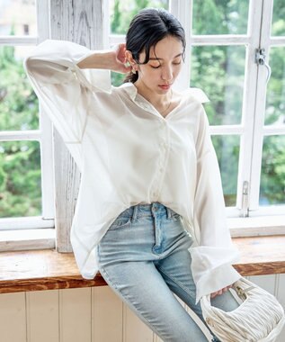 WEGO 【シワになりにくい/手洗い可】シアーBIGシャツ ホワイト