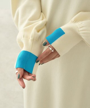 AMERICAN HOLIC バイパチバイカラーモックネックニットワンピース Ivory