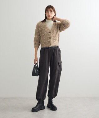 Green Parks ・Ｐｅｔｉｔ　Ｆｌｅｕｒ　シャギーニットカーディガン Gray Beige