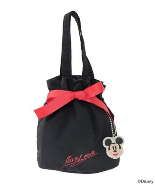 earth music&ecology 【予約】Disney/ミッキーチャーム付きリボン巾着 ブラック