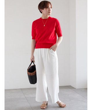 Te chichi 14G天竺ハーフスリーブニットプルオーバー レッド