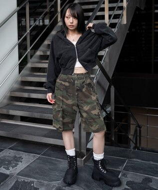 WEGO ショートZIPパーカー スミクロ