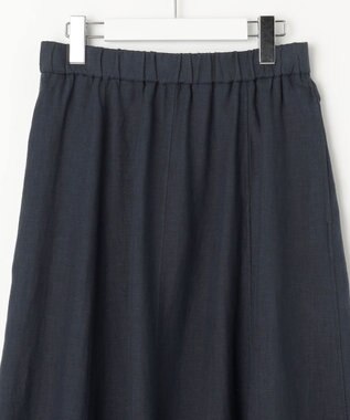 23区 L 【洗える】LIBECOリネン フレアスカート ネイビー系