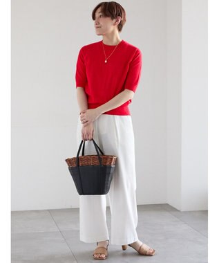 Te chichi 14G天竺ハーフスリーブニットプルオーバー レッド