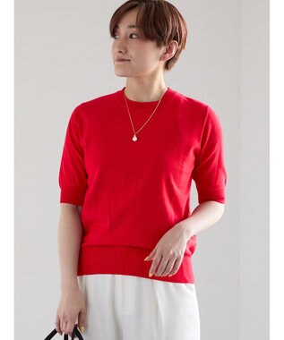 Te chichi 14G天竺ハーフスリーブニットプルオーバー レッド