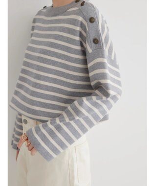 AMERICAN HOLIC バイパチショルダーボタンニットプルオーバー Gray Mixture