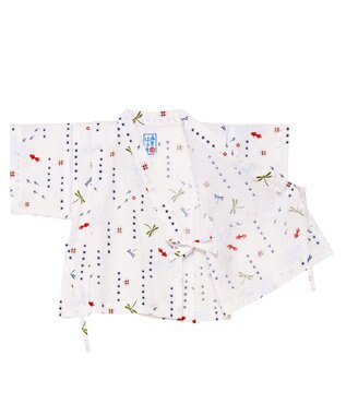 MIKI HOUSE HOT BISCUITS 【ミキハウス】【80-150cm】 金魚・とんぼ和柄の甚平スーツ 白