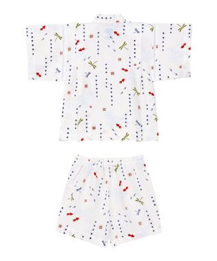 MIKI HOUSE HOT BISCUITS 【ミキハウス】【80-150cm】 金魚・とんぼ和柄の甚平スーツ 白