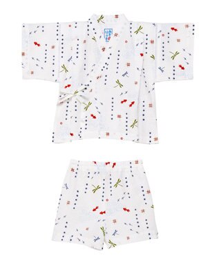 MIKI HOUSE HOT BISCUITS 【ミキハウス】【80-150cm】 金魚・とんぼ和柄の甚平スーツ 白