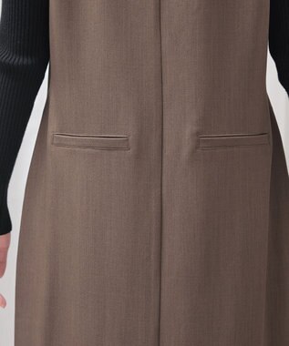 Tiaclasse 【洗える】アシメフリルVネックジャンパースカート モカ