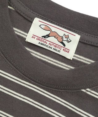 AMERICAN HOLIC PENNEY'S レトロボーダーロングTシャツ Charcoal Gray