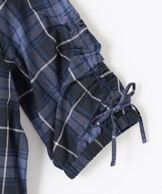 J.PRESS LADIES L 【洗える】モデレートマドラス ギャザースリーブ ブラウス ネイビー系3