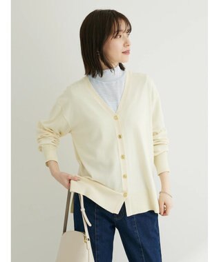 Green Parks ゴールド釦ニットカーディガン Off White