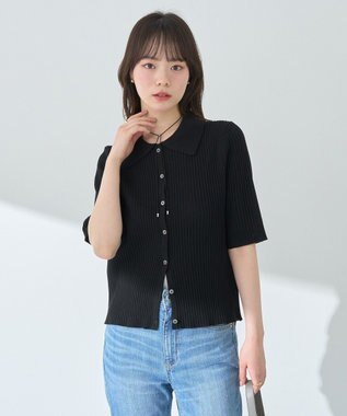 earth music&ecology リブニットカーディガン Black