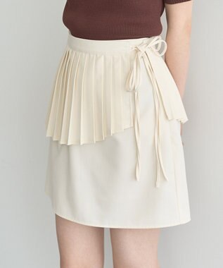 earth music&ecology ＳＥＴ２点プリーツラップスカート＋ミニスカート Ivory