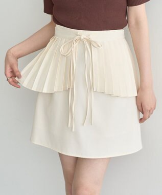 earth music&ecology ＳＥＴ２点プリーツラップスカート＋ミニスカート Ivory