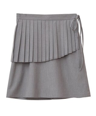 earth music&ecology ＳＥＴ２点プリーツラップスカート＋ミニスカート Gray