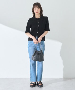 earth music&ecology リブニットカーディガン Black