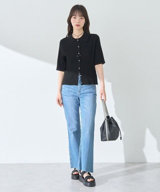 earth music&ecology リブニットカーディガン Black