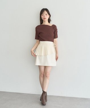 earth music&ecology ＳＥＴ２点プリーツラップスカート＋ミニスカート Ivory