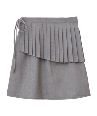 earth music&ecology ＳＥＴ２点プリーツラップスカート＋ミニスカート Gray