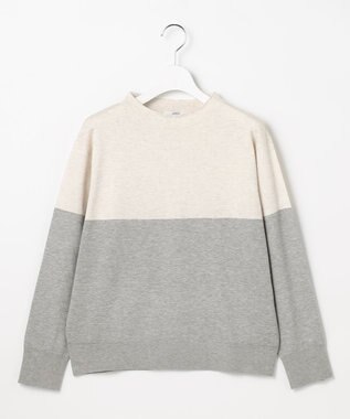 J.PRESS LADIES L Vis/Peスパーク カラーブロッキング ニット オートミール×トップグレー系