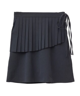 earth music&ecology ＳＥＴ２点プリーツラップスカート＋ミニスカート Black