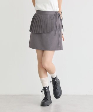 earth music&ecology ＳＥＴ２点プリーツラップスカート＋ミニスカート Gray