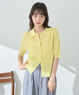 earth music&ecology リブニットカーディガン Yellow