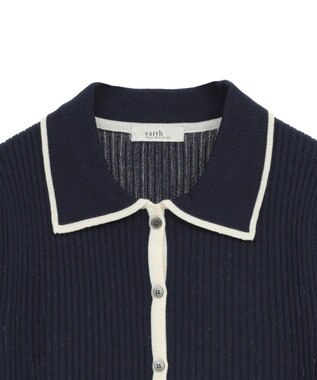 earth music&ecology リブニットカーディガン Navy