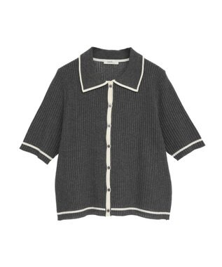 earth music&ecology リブニットカーディガン Charcoal Gray