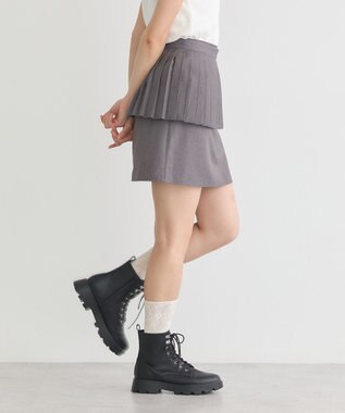 earth music&ecology ＳＥＴ２点プリーツラップスカート＋ミニスカート Gray