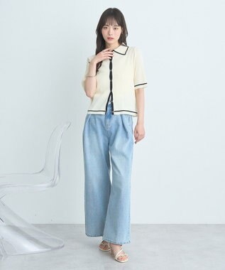 earth music&ecology リブニットカーディガン Ivory