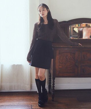 earth music&ecology ＳＥＴ２点プリーツラップスカート＋ミニスカート Black