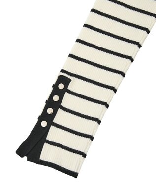 Green Parks 袖口金釦リブニットプルオーバー Border