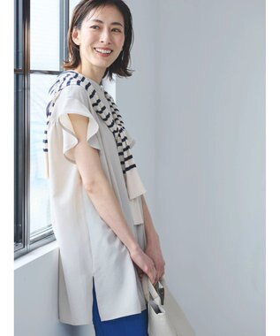 Green Parks 接触冷感　比翼シャツチュニック Light Beige