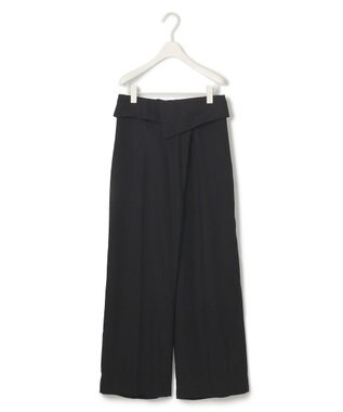 ICB L 【UVケア・接触冷感・速乾・防シワ・洗える】 FluidBackSatin デザインワイドパンツ ブラック系