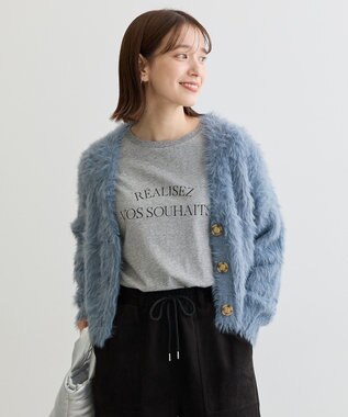 Green Parks ・Ｐｅｔｉｔ　Ｆｌｅｕｒ　シャギーニットカーディガン Sax