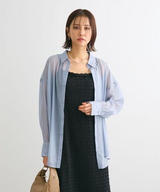 Green Parks シアーシャイニーシャツ Blue