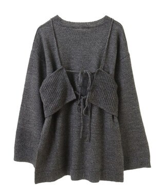 Green Parks ＳＥＴ２点　ニットキャミ＋ニットチュニック Gray Mixture