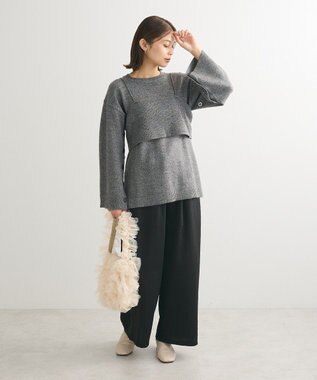 Green Parks ＳＥＴ２点　ニットキャミ＋ニットチュニック Gray Mixture